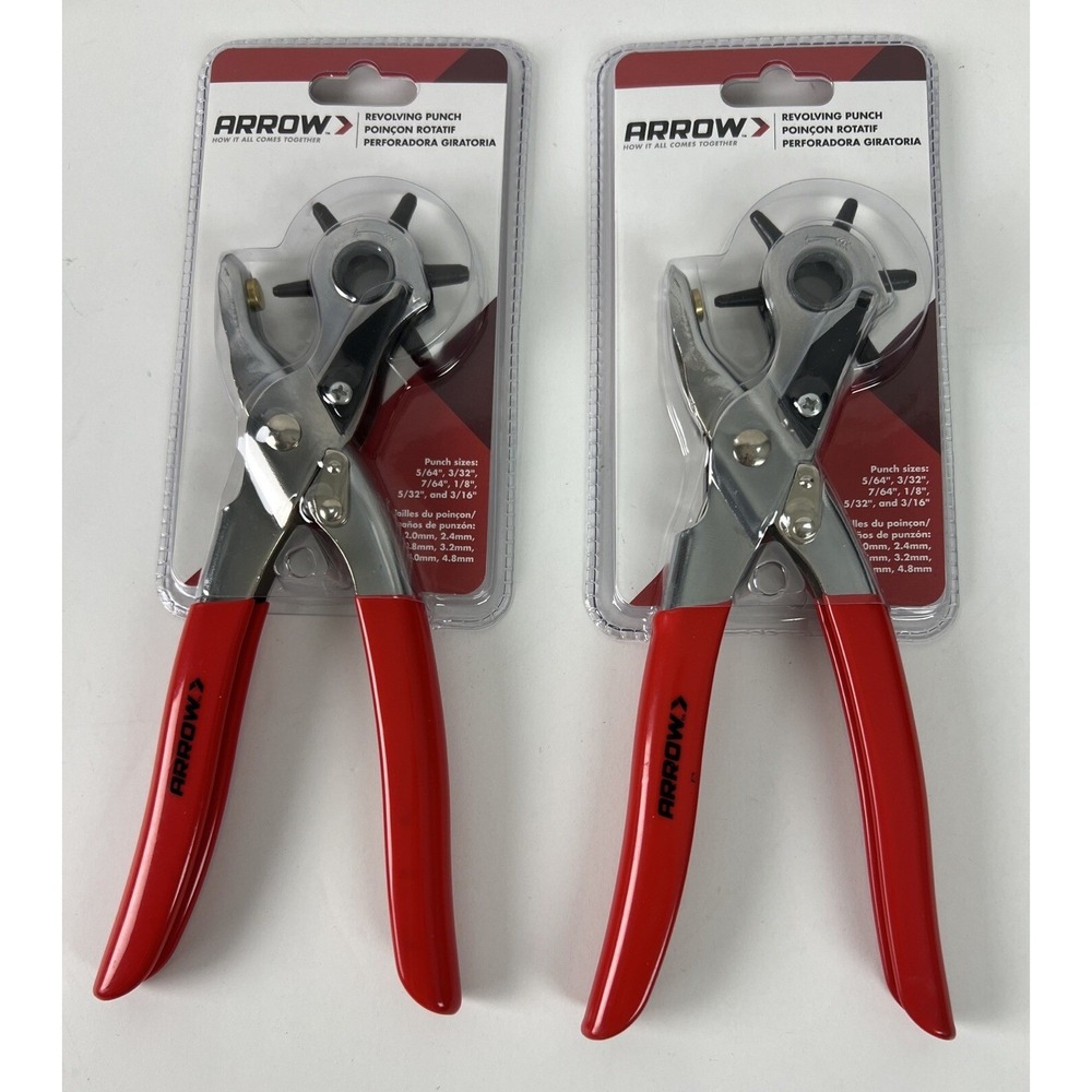 ARROW Revolving Punch Pack of 2 GRHP Cuts 6 Size Holes Non Slip Rubber Grips D27